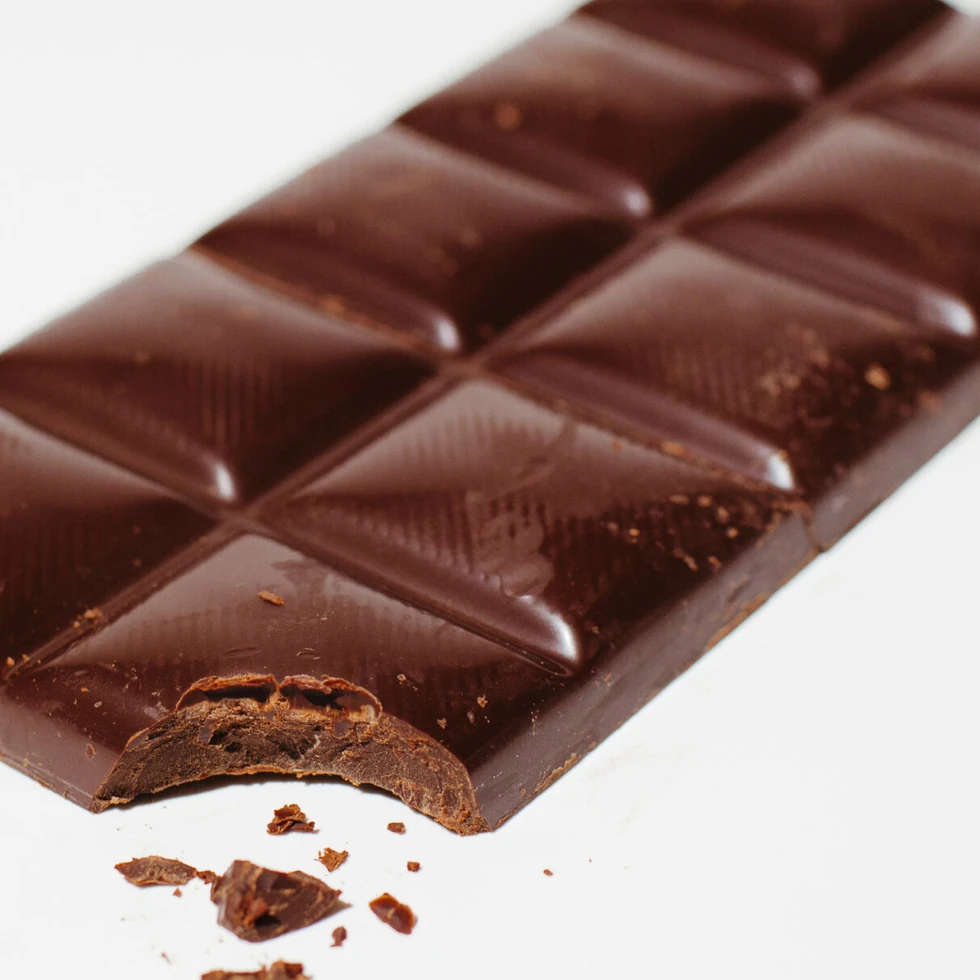 300mg Delta 8 dark chocolate bar with a bite taken out