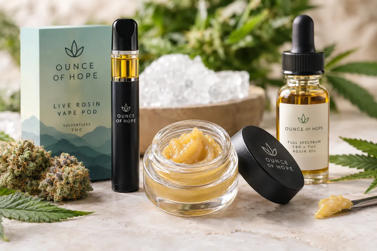 What Is Live Rosin? Understanding Solventless Cannabis Concentrates Ounce of Hope live rosin products with cannabis flower